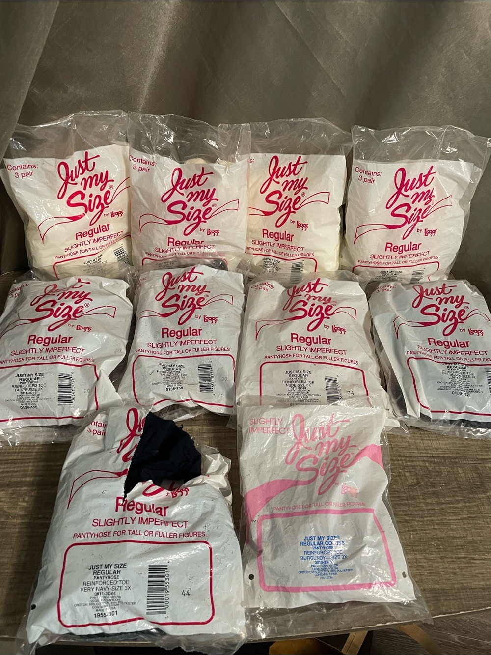 Vintage Just My Size L'eggs Hosiery Lot Size 3X Regular Multi-Pack Mixed Colors